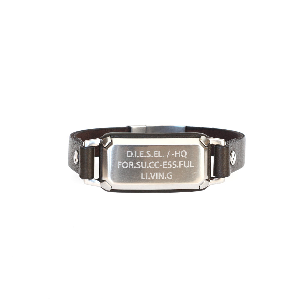 Diesel Men's Bracelet Base Metal With Dark Brown Leather – Blue Salon