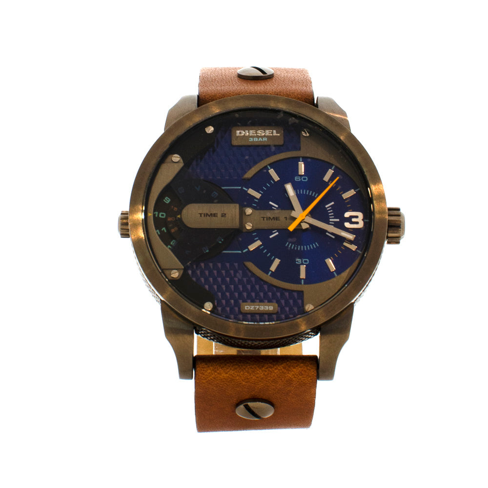 Diesel Men's Watch With 2 Time Zone & Dark Brown Leather Strap | Fashion Watches | GCC | Mens | Mens Watches | SP Diesel Men's Watch With 2 Time Zone & Dark Brown Leather Strap | Fashion Watches | GCC | Mens | Mens Watches | SP