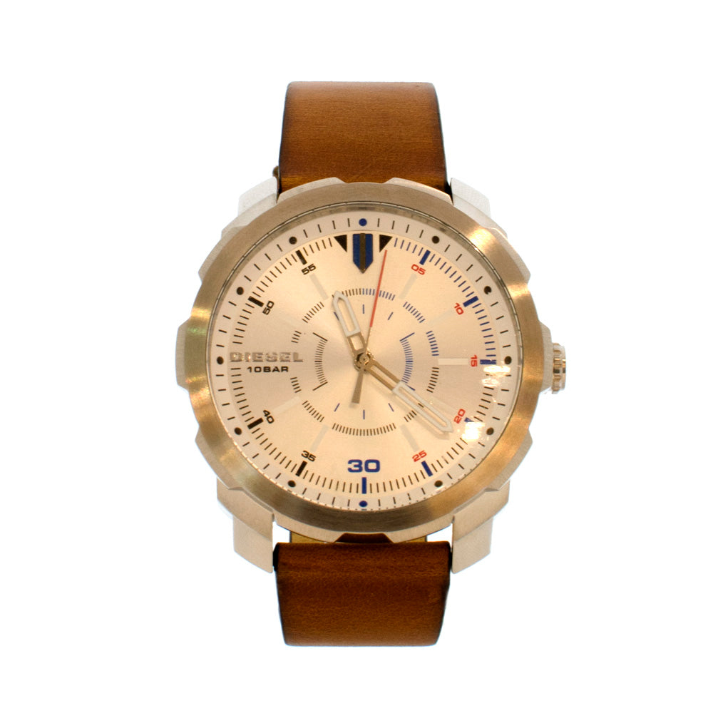 Diesel Men's Watch Brown Leather Strap Silver Case And Silver Dial | Fashion Watches | GCC | Mens | Mens Watches Diesel Men's Watch Brown Leather Strap Silver Case And Silver Dial | Fashion Watches | GCC | Mens | Mens Watches