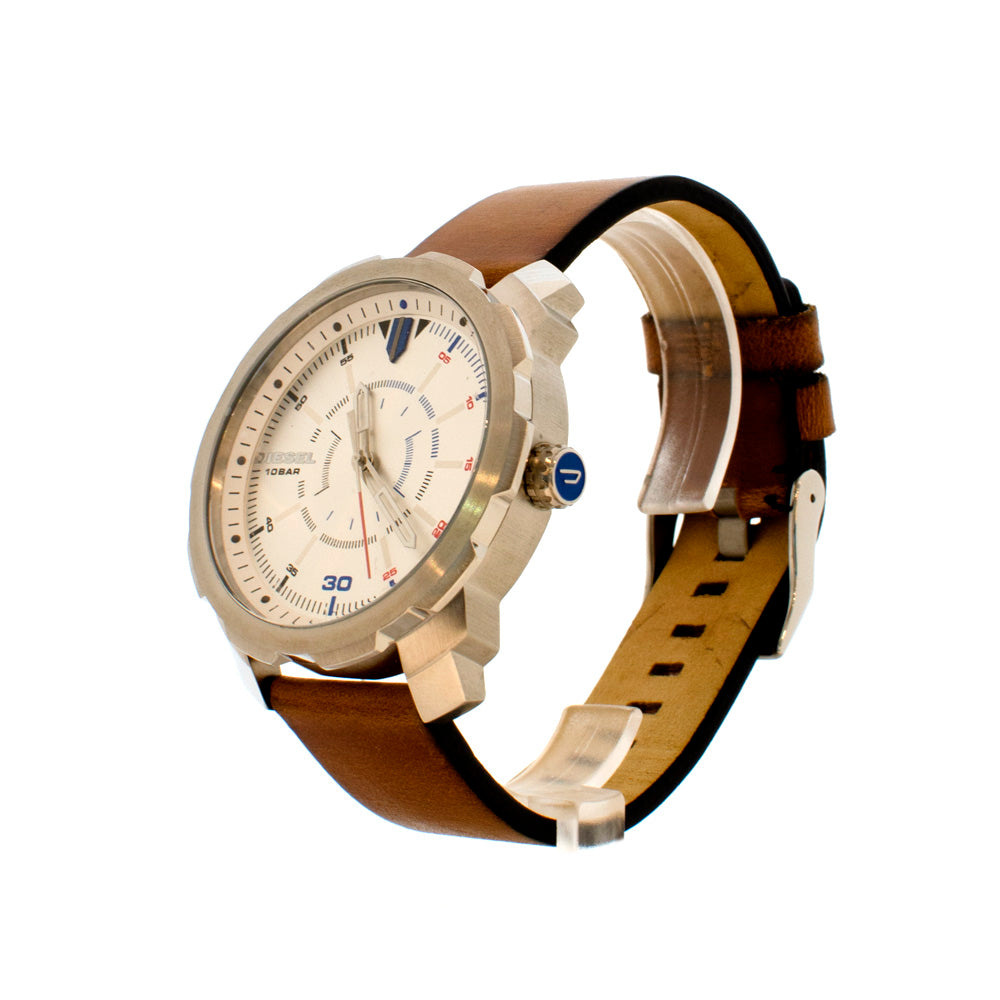 Diesel Men's Watch Brown Leather Strap Silver Case And Silver Dial | Fashion Watches | GCC | Mens | Mens Watches Diesel Men's Watch Brown Leather Strap Silver Case And Silver Dial | Fashion Watches | GCC | Mens | Mens Watches