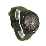 Diesel Men's Watch Chronograph Black & Gray Dial With White Index & Army Green Rubber Strap
