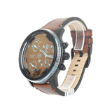 ساعة ديزل رجالية ثلاثية التوقيت مع هيكل اسود مع مينا سوداء و حزام بني اسود