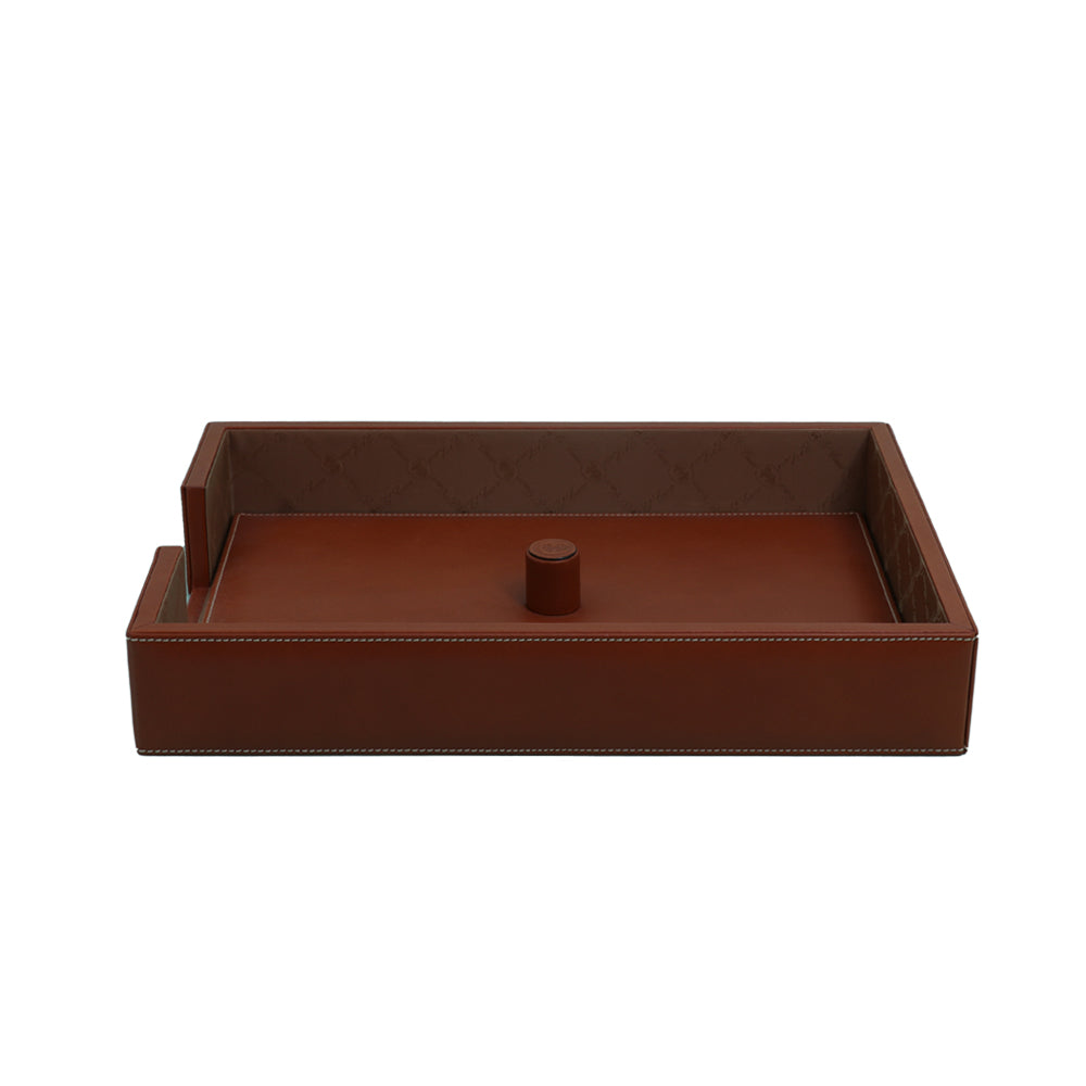 El Casco Leather Letter Tray With Cover | Desk Accessories El Casco Leather Letter Tray With Cover | Desk Accessories