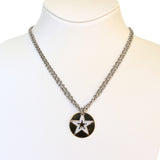 Esprit Necklace Silver Color Round Pendant Star Design With Stone