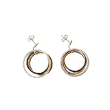 Esprit Earrings Silver Round Dangling Style With 3 Color Gold Rosegold & Silver With Stone