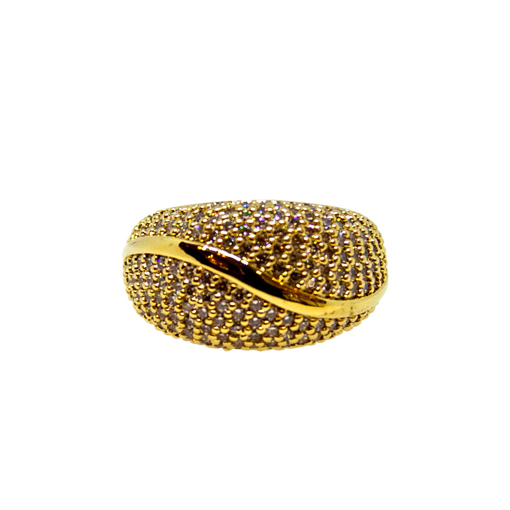 Esprit Ring Ip Gold Thick Covered With Stone With Ip Gold LineÃ¢Â GlowsyÃ¢Â  Finish Size 7