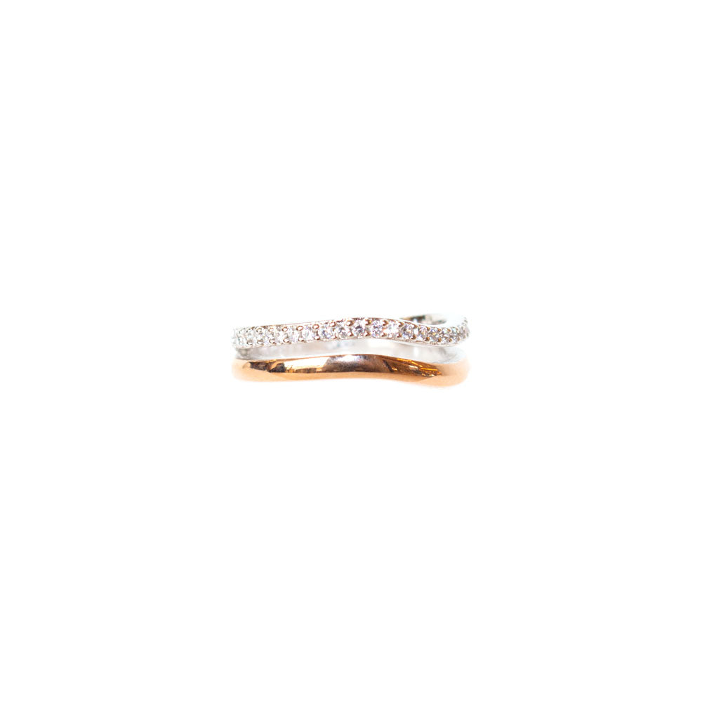 Esprit Ring Silver Color & Rosegold CombinationÂ With Stone 9.25 Silver