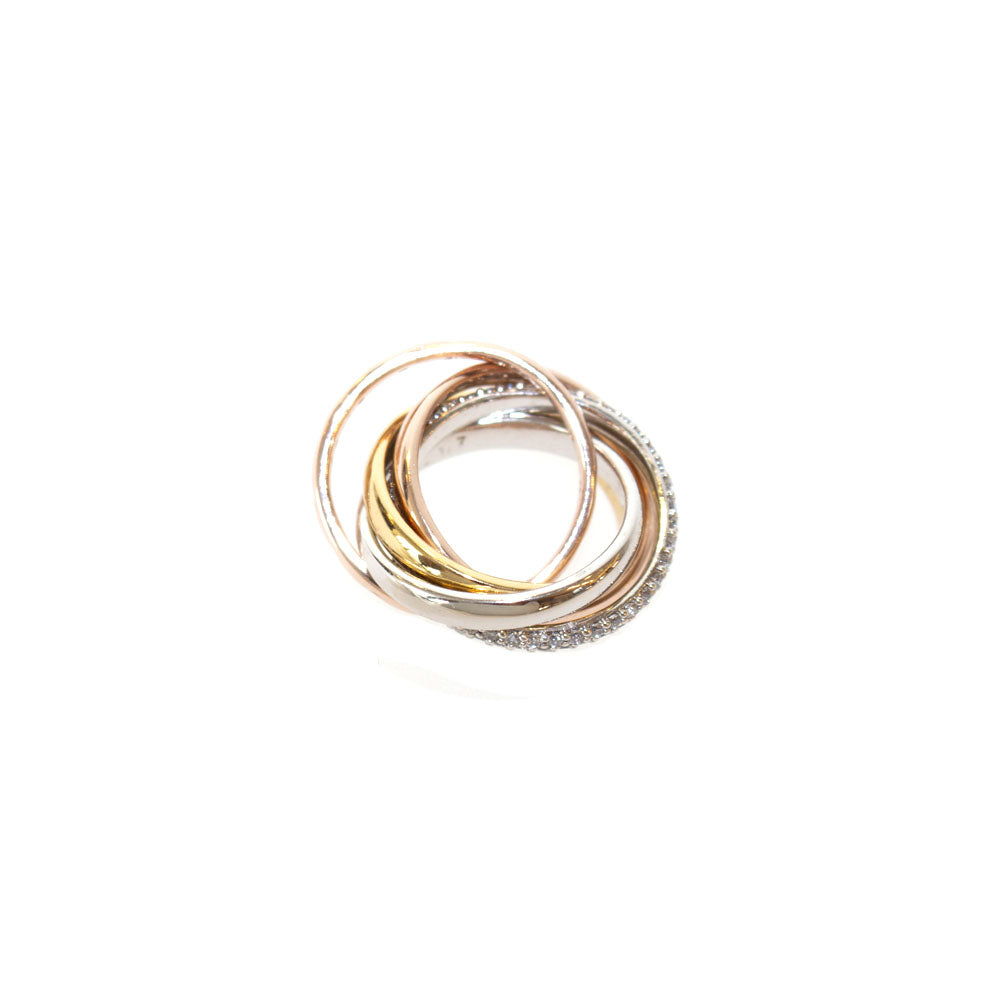 Esprit Ring 3 S Ip Rosegold/Gold & Silver With Stone Puzzel Style Size 7