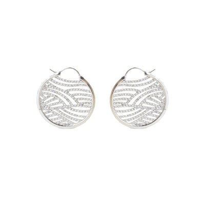 حلق اسبريت فضي دائري مع كريستال