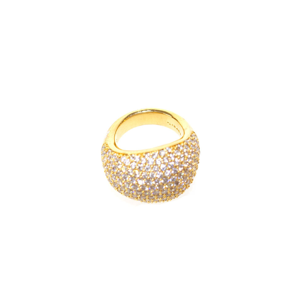 Esprit Ring Ip Gold Thick Â Covered With StoneÃ¢Â  & Ip Gold Line Glowsy Finish Size 8
