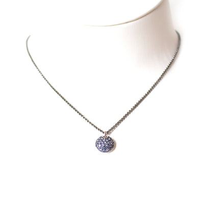 Esprit Necklace Gun Metal Chain With Round Style Blue Stone Pendant