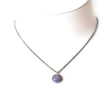 Esprit Necklace Gun Metal Chain With Round Style Blue Stone Pendant