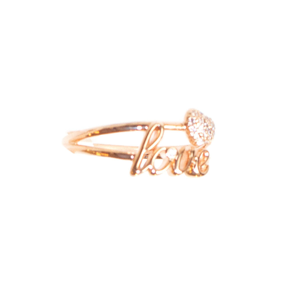 Esprit Ring Ip Rosegold With Love Logo & Heart Shape With Stone