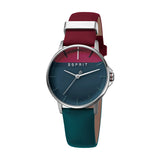 ساعة إسبري نسائي من الستانلس الستيل مع ميناء و حزام جلدي بألوان ثنائية