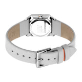 ساعة إسبري نسائي من الستانلس الستيل مع ميناء بلونين و حزام جلدي أبيض اللون
