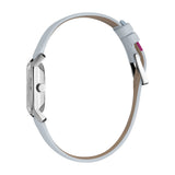 ساعة إسبري نسائي من الستانلس الستيل مع ميناء بلونين و حزام جلدي باللون الأزرق الخفيف