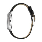 ساعة إسبري نسائي من الستانلس الستيل مع ميناء الأحجار بيضاء اللون و حزام أسود من الجلد