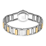 ساعة إسبري نسائي بلونين من الستانلس الستيل مع ميناء فضية و سوار معدني بألوان ثنائية