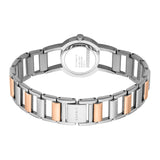 ساعة إسبري نسائي بلونين من الستانلس الستيل مع ميناء فضية و سوار معدني بألوان ثنائية