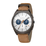 Esprit Men's Chronograph Watch With Brown Leather Strap & White Dial