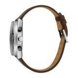 Esprit Men's Chronograph Watch Brown Leather & White Dial With Date - Blue Salon