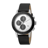 Esprit Men's Chronograph Watch Black Leather Strap &Â White Dial With Date