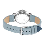 ساعة إسبري نسائي من الستانلس الستيل مع ميناء متعدد الألوان و حزام جلدي أزرق