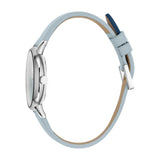 ساعة إسبري نسائي من الستانلس الستيل مع ميناء متعدد الألوان و حزام جلدي أزرق