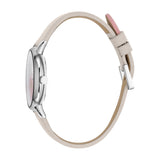 ساعة إسبري نسائي من الستانلس الستيل مع ميناء متعدد الألوان و حزام جلدي باللون البيج