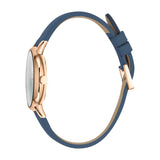 ساعة إسبري نسائي من الستانلس الستيل مع ميناء متعدد الألوان و حزام جلدي أزرق