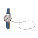 Esprit Ladies Stainless Steel Watch Light Pink Dial With Stones & Blue Strap