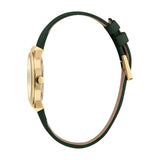 ساعة إسبري نسائي من الستانلس الستيل مطلي بالذهبي مع أحجار على حواف العلبة و حزام أسود من الجلد