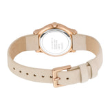 ساعة إسبري نسائي من الستانلس الستيل مطلي بالذهبي الوردي مع أحجار على حواف العلبة و حزام جلدي باللون البيج