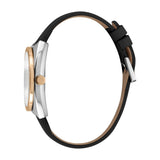 ساعة إسبري نسائي من الستانلس الستيل بلونين مع أحجار على حواف العلبة و حزام من الجلد