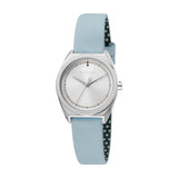 ساعة إسبري نسائي من الستانلس الستيل مع ميناء بيضاء و حزام أزرق من الجلد