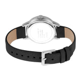 ساعة إسبري نسائي من الستانلس الستيل مع ميناء بيضاء و حزام أسود من الجلد