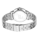 ساعة إسبري نسائي من الستانلس الستيل مع أحجار على حواف العلبة و ميناء فضية على سوار شبكي