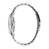 ساعة إسبري نسائي من الستانلس الستيل مع أحجار على حواف العلبة و ميناء فضية على سوار شبكي