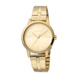 Esprit Ladies IP Gold Stainless Steel Watch Stones on Bezel Silver Color Dial & Metal Bracelet