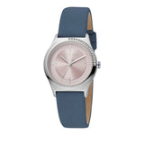 Esprit Ladies Stainless Steel Watch Stones on Bezel Light Pink Dial & Blue Strap
