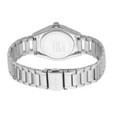 ساعة إسبري نسائي من الستانلس الستيل مع أحجار على حواف العلبة و ميناء بيضاء على سوار معدني