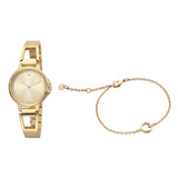 Esprit Ladies Watch Ip Gold Dial White Stone Set Accessories