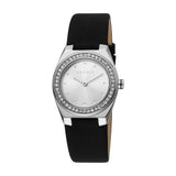 Esprit Ladies Watch Black Leather Strap Silver Color Case & White Dial - Blue Salon