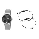 Esprit Ladies Watch Silver Color Mesh Bracelet With Black Dial Set With Accessories - Blue Salon