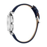 Esprit Ladies Watch Blue Leather Strap Silver Color Case With Stone White Dial - Blue Salon