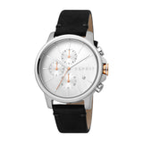 Esprit Men's Chronograph Watch BlackÂ Leather & White Dial With Date - Blue Salon