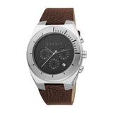 Esprit Men's Chronograph Watch Brown Leather Strap Black Dial With Date - Blue Salon