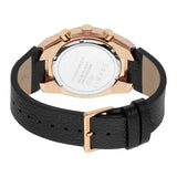 Esprit Men's Chronograph Watch Black Leather Strap Black Dial With Date