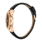 Esprit Men's Chronograph Watch Black Leather Strap Black Dial With Date