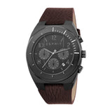 Esprit Men's Chronograph Watch Brown Leather Strap Black Dial With Date